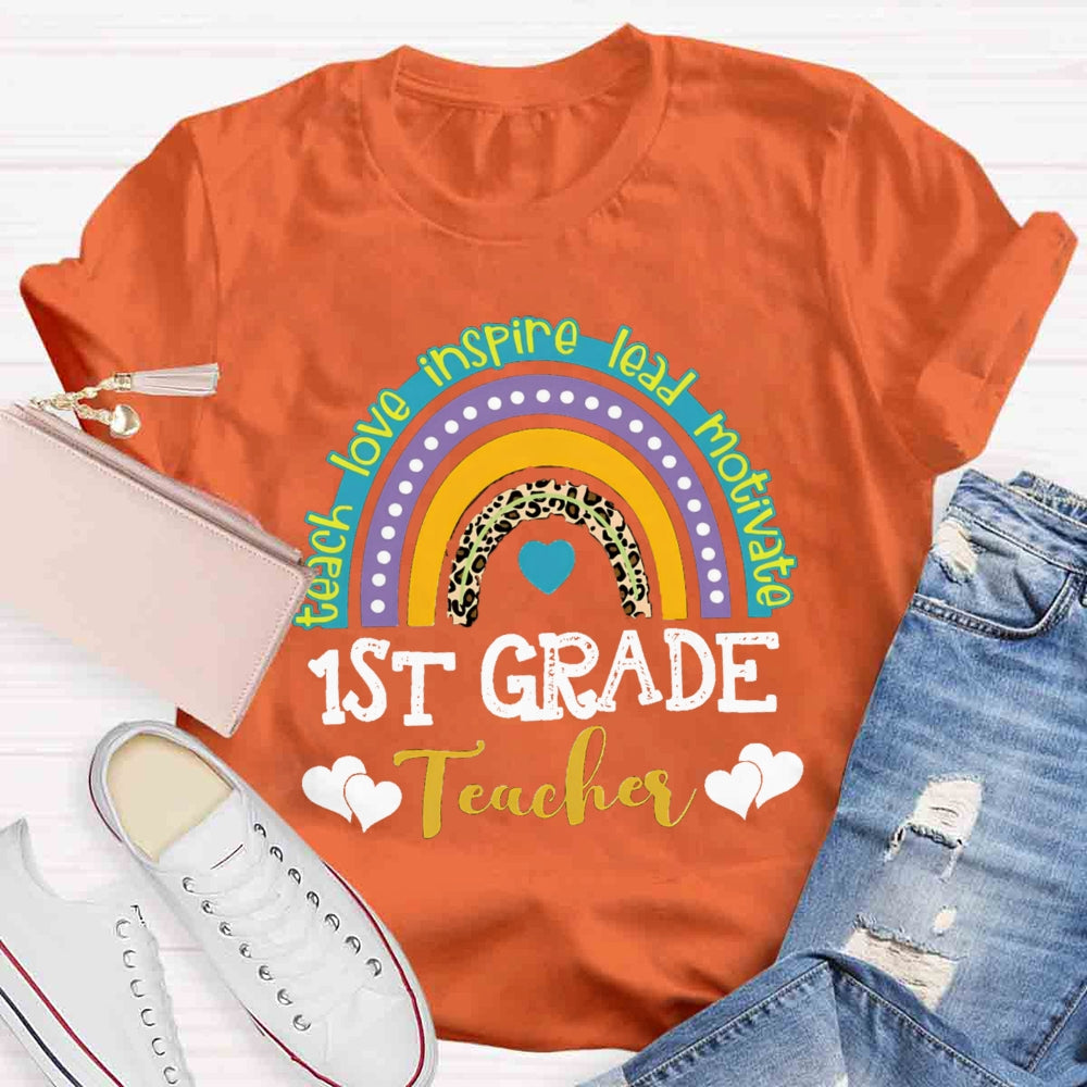 Personalized Grade Teach Love Inspire Lead Motivate Love Builds A Bridge T-shirt