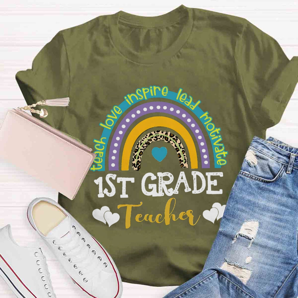 Personalized Grade Teach Love Inspire Lead Motivate Love Builds A Bridge T-shirt
