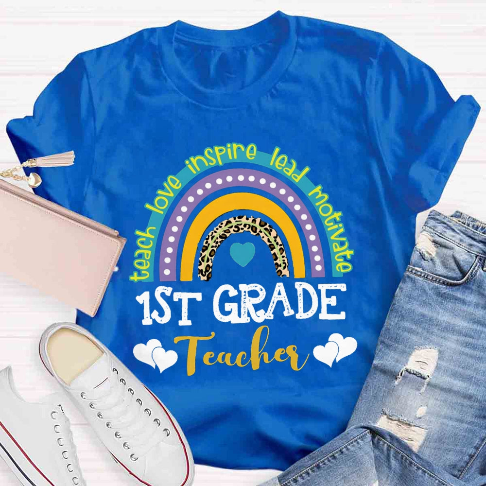 Personalized Grade Teach Love Inspire Lead Motivate Love Builds A Bridge T-shirt