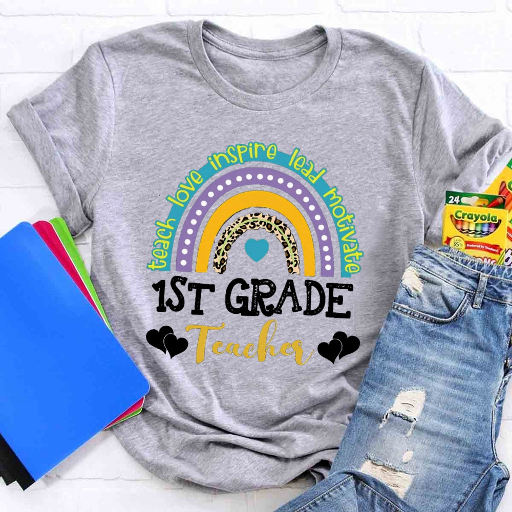 Personalized Grade Teach Love Inspire Lead Motivate Love Builds A Bridge T-shirt