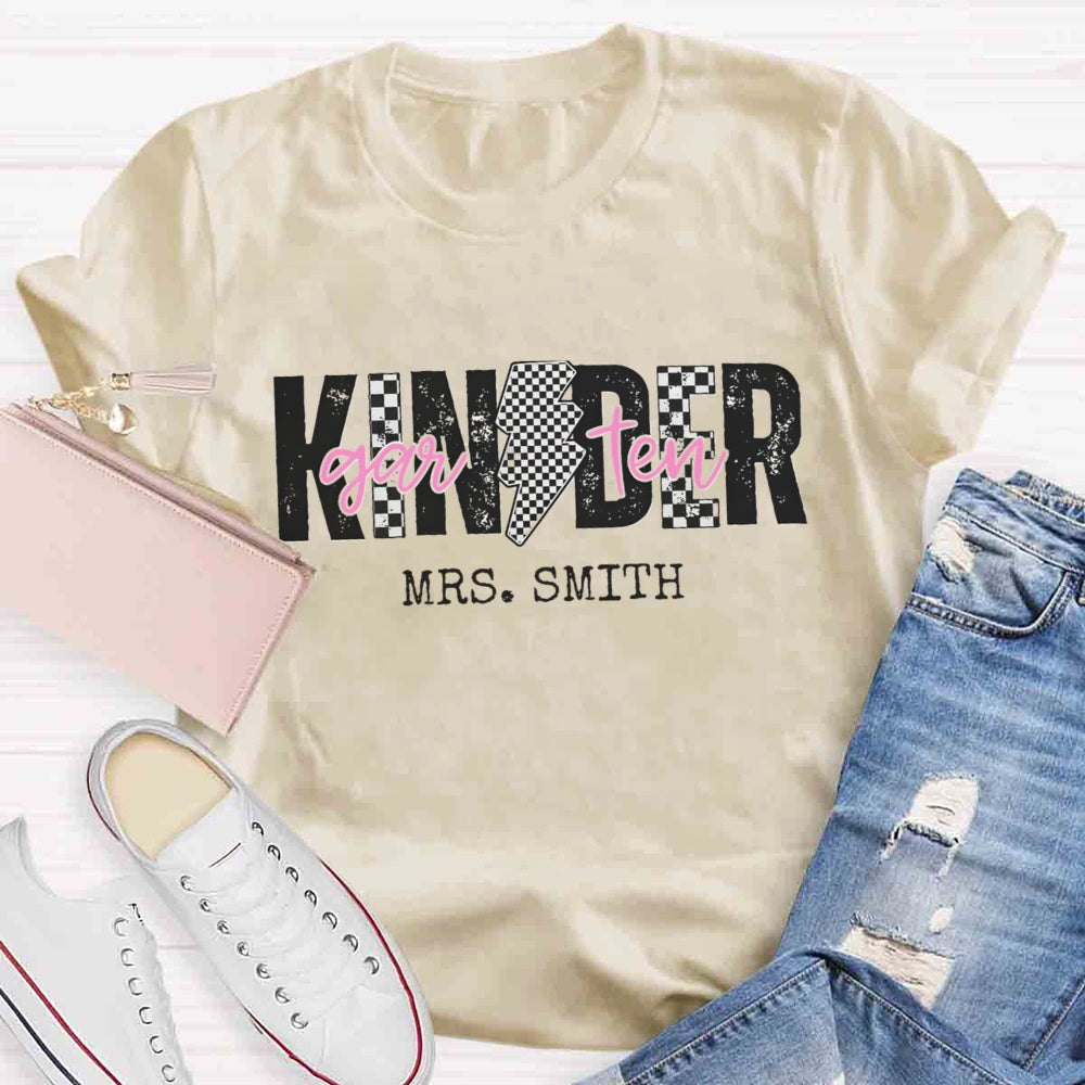 Personalized Kindergarten Teacher Name Polka dots T-shirt