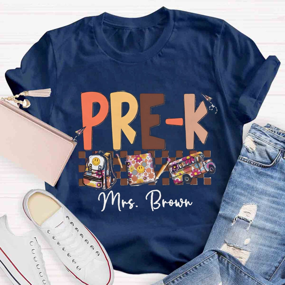 Personalized Name And Grade Smiley Face Backpack Notebook T-shirt