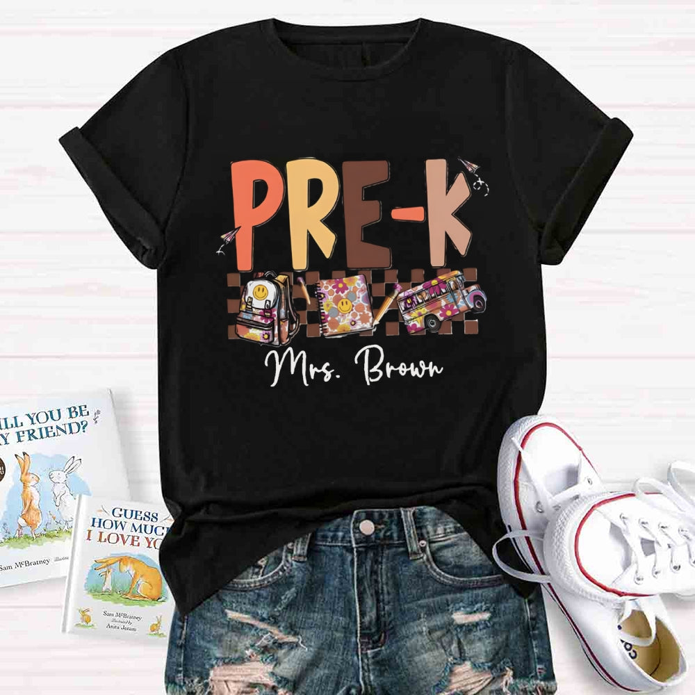 Personalized Name And Grade Smiley Face Backpack Notebook T-shirt