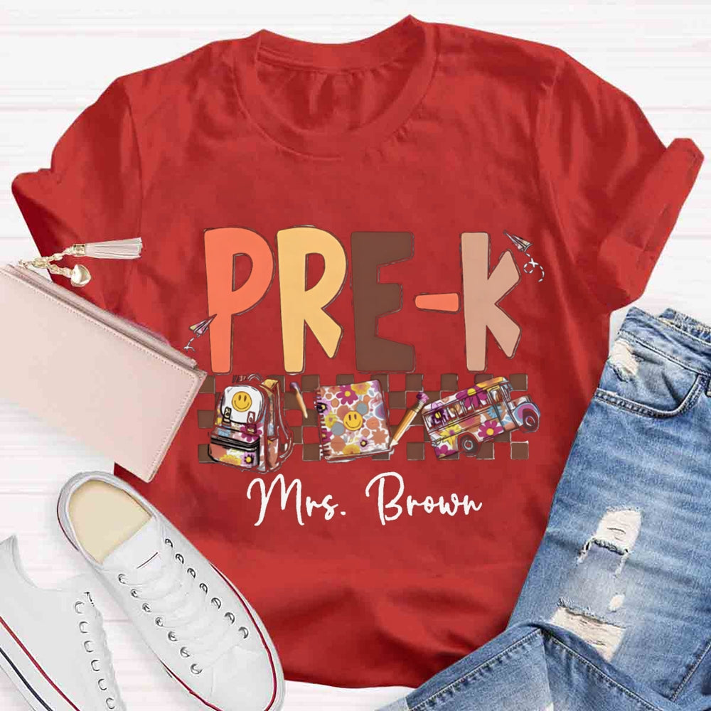 Personalized Name And Grade Smiley Face Backpack Notebook T-shirt