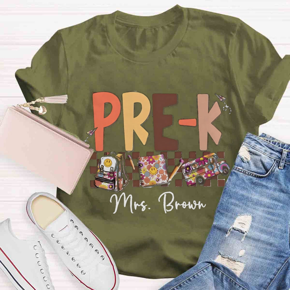 Personalized Name And Grade Smiley Face Backpack Notebook T-shirt