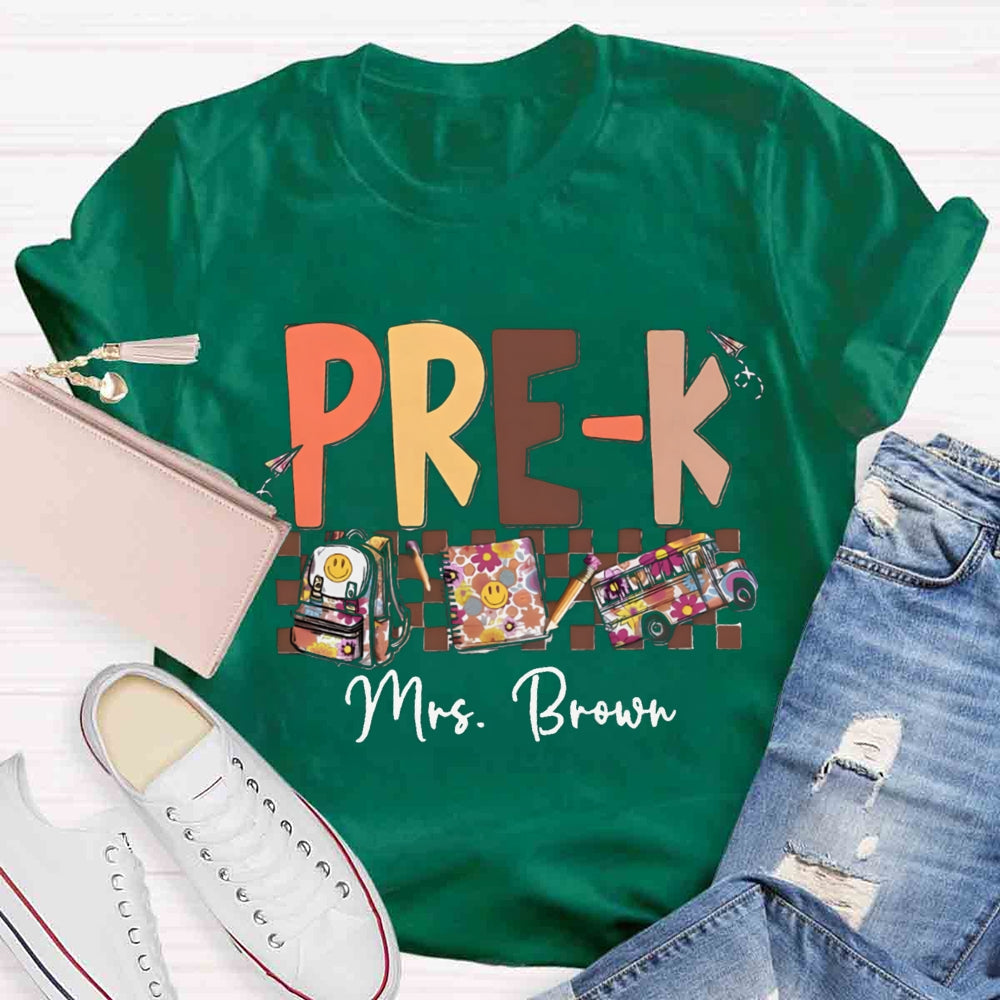 Personalized Name And Grade Smiley Face Backpack Notebook T-shirt