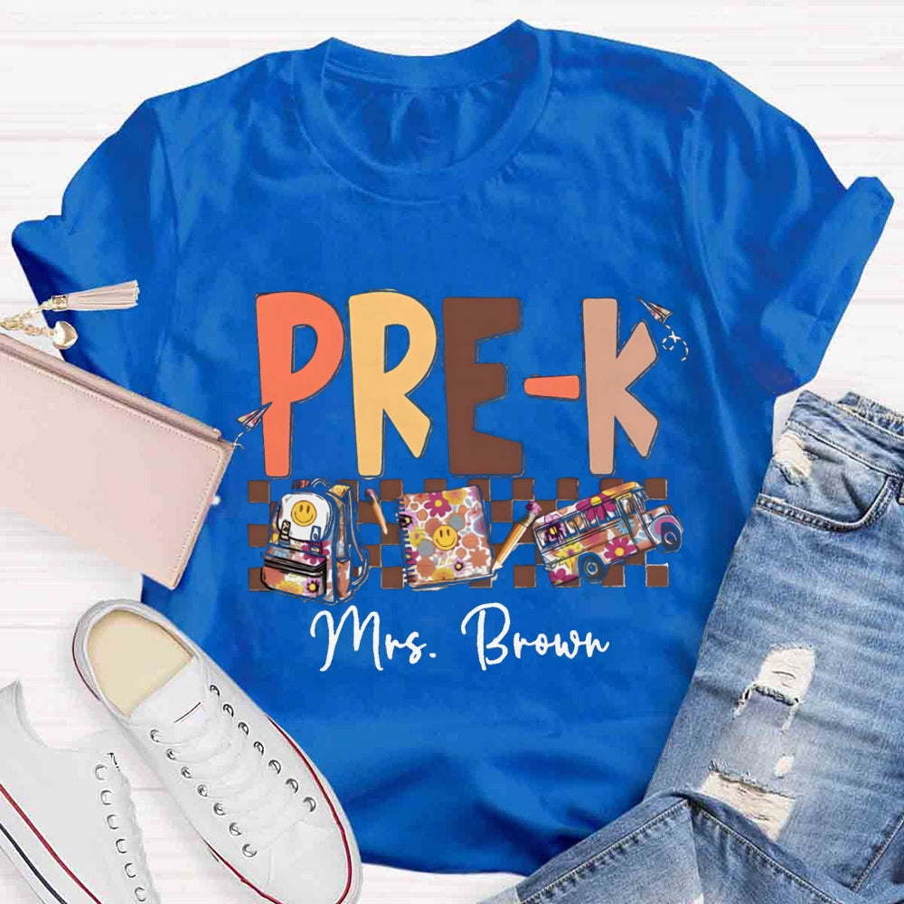 Personalized Name And Grade Smiley Face Backpack Notebook T-shirt