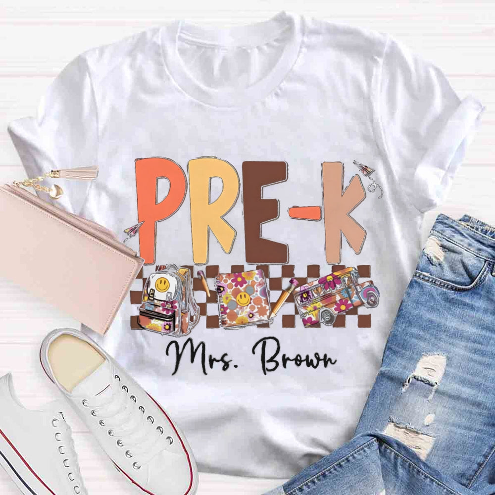 Personalized Name And Grade Smiley Face Backpack Notebook T-shirt
