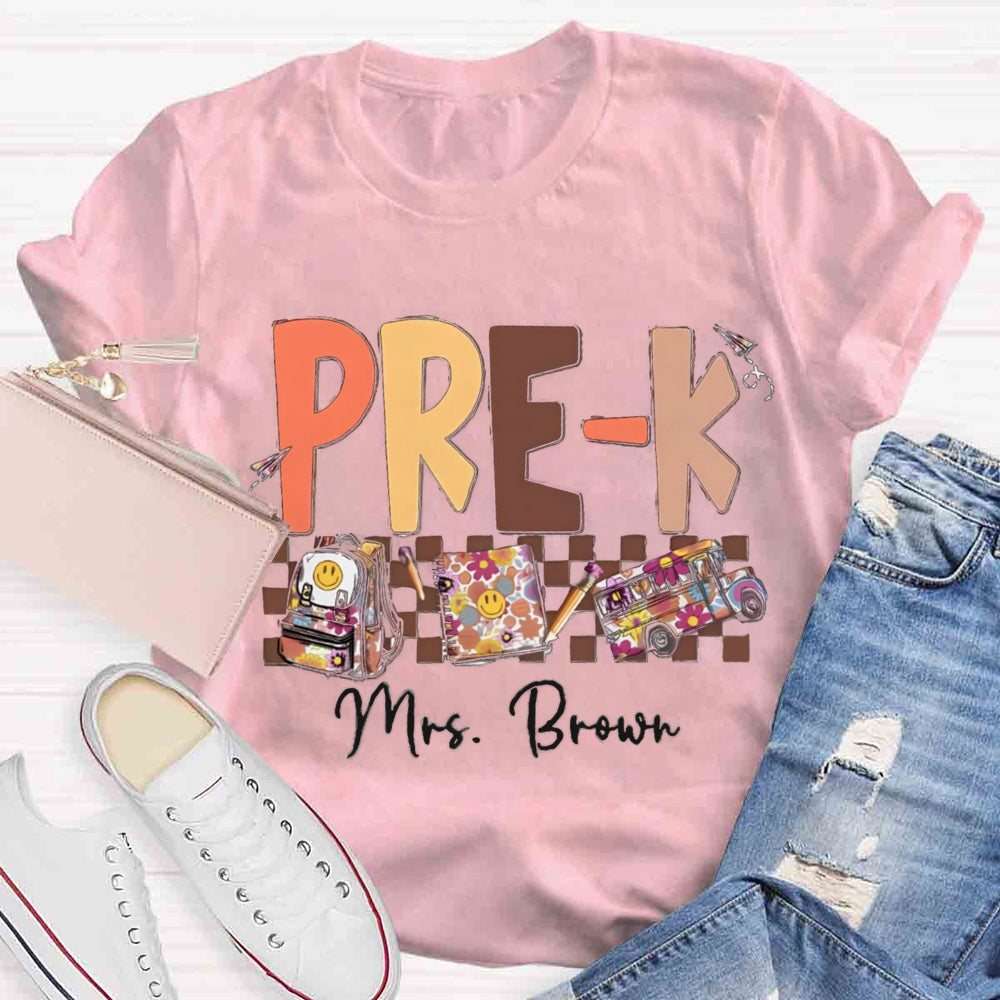 Personalized Name And Grade Smiley Face Backpack Notebook T-shirt