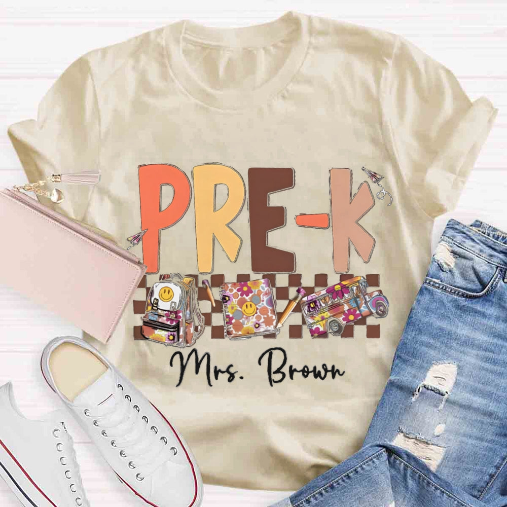 Personalized Name And Grade Smiley Face Backpack Notebook T-shirt