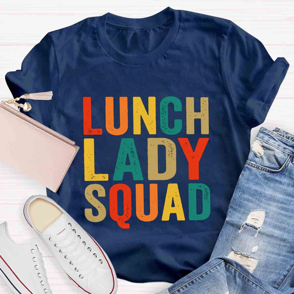 Lunch Lady Squad Colorful Letter Print T-shirt