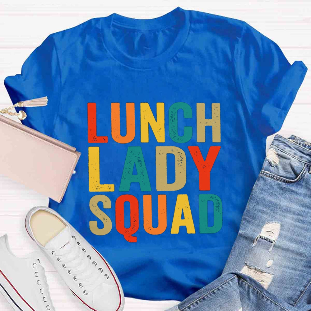Lunch Lady Squad Colorful Letter Print T-shirt