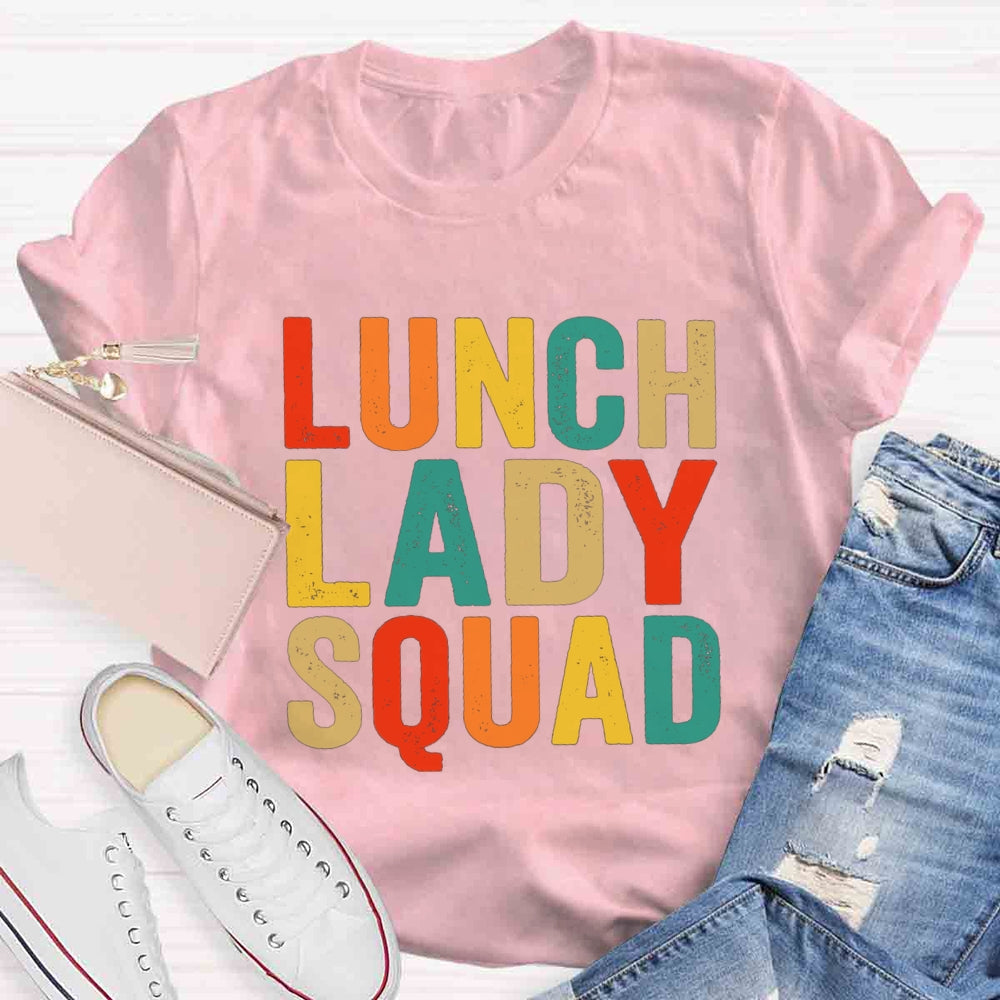 Lunch Lady Squad Colorful Letter Print T-shirt