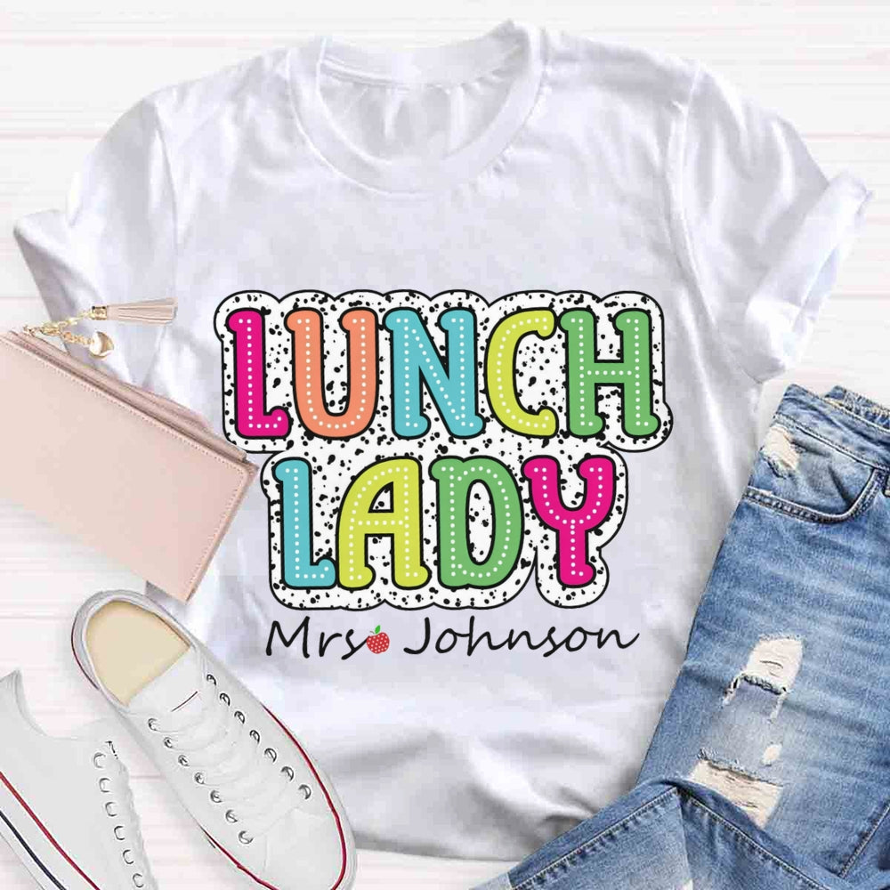 Personalized Name Lunch Lady Leopard Print T-shirt