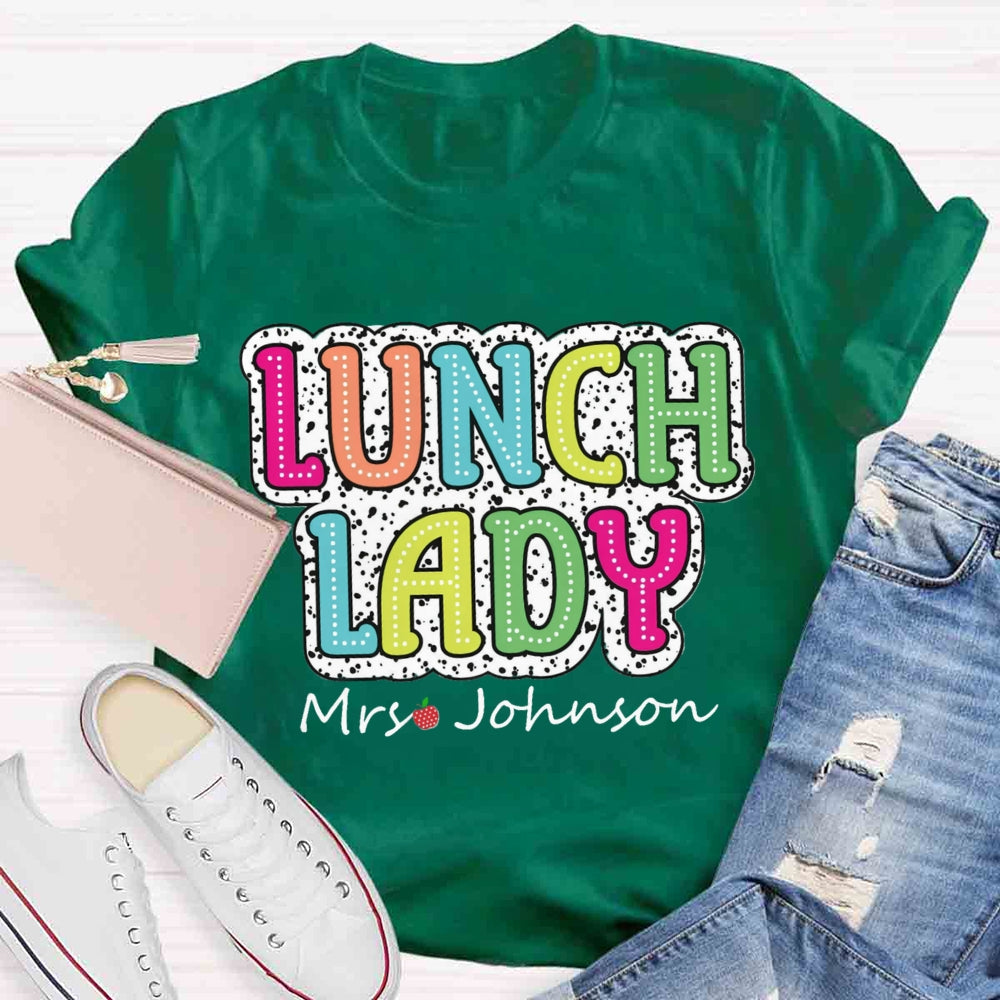 Personalized Name Lunch Lady Leopard Print T-shirt