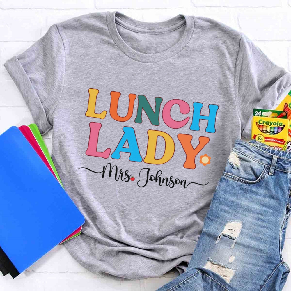 Personalized Name Lunch Lady Little Sun T-shirt