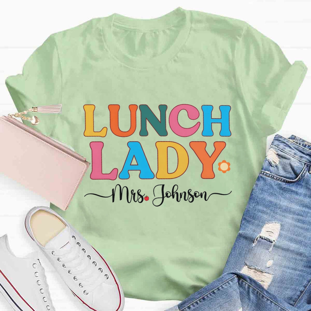 Personalized Name Lunch Lady Little Sun T-shirt