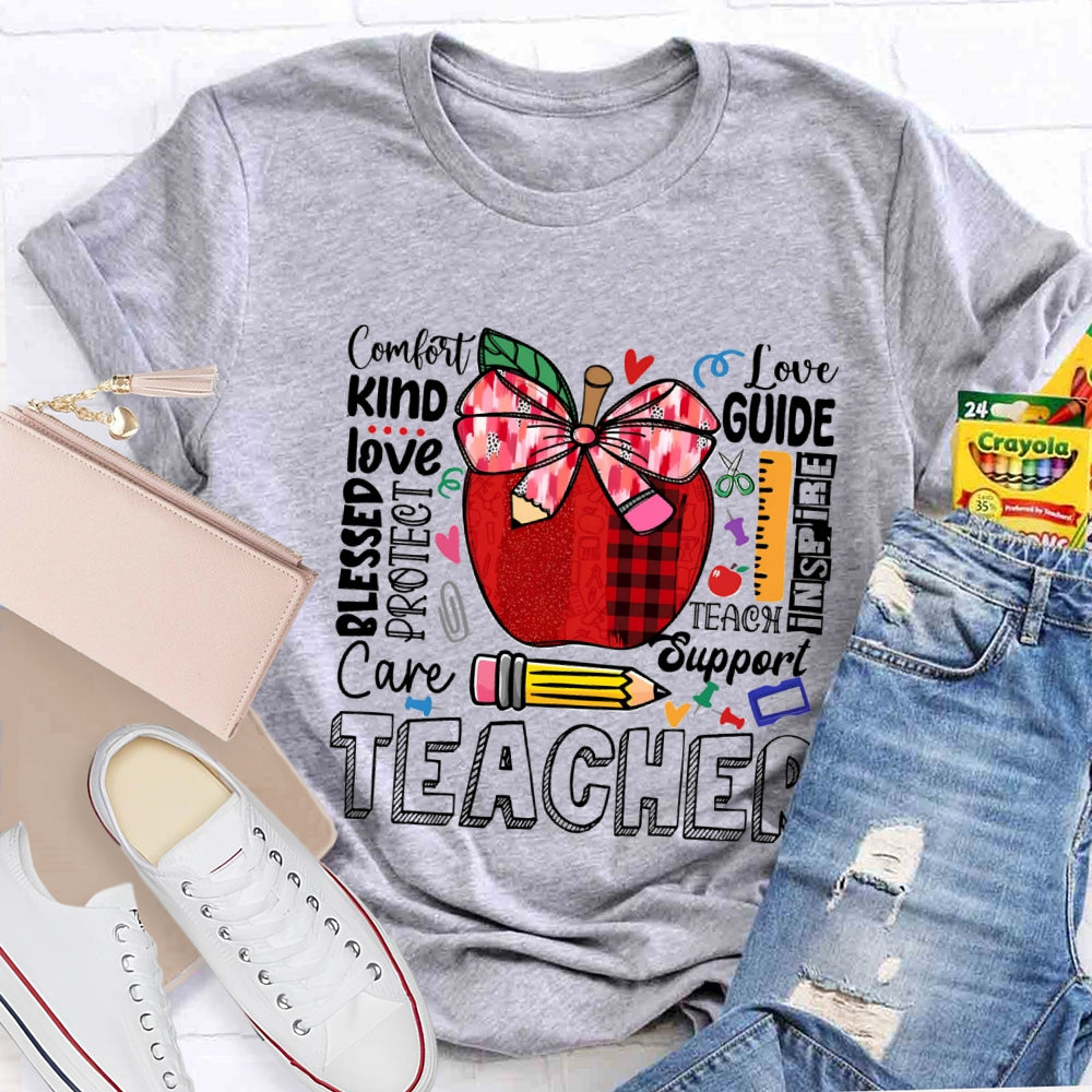 Comfort Kind Love Blessed Proteet Care Red Bow Apple T-shirt