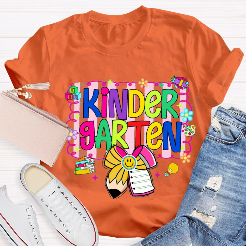 Personalized Grade Colorful Letter Bow T-shirt