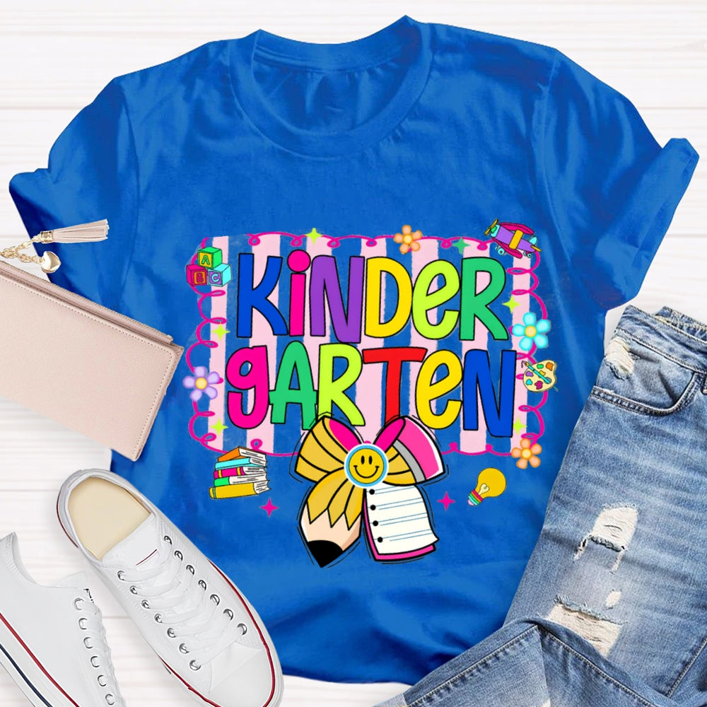 Personalized Grade Colorful Letter Bow T-shirt