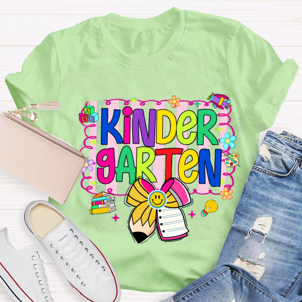 Personalized Grade Colorful Letter Bow T-shirt