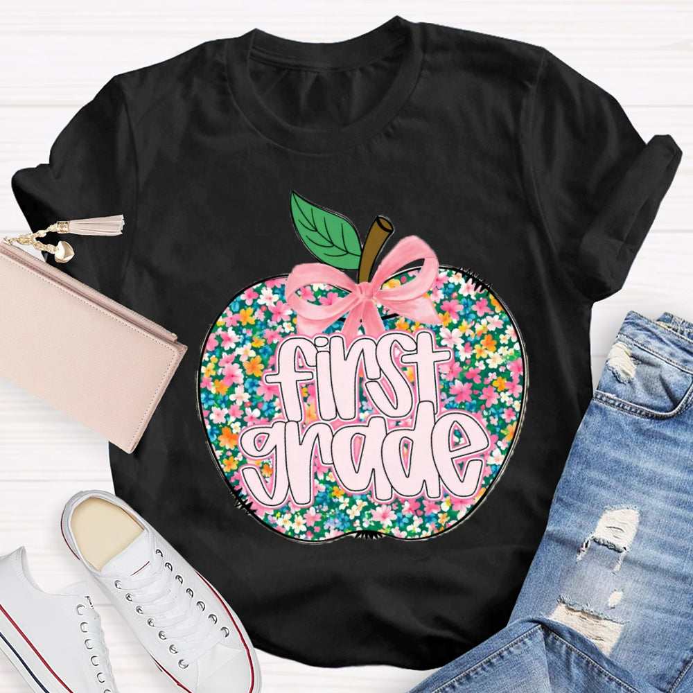 Personalized Grade Small Flower Apple T-shirt