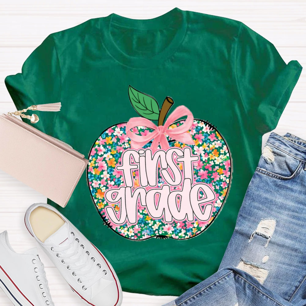 Personalized Grade Small Flower Apple T-shirt