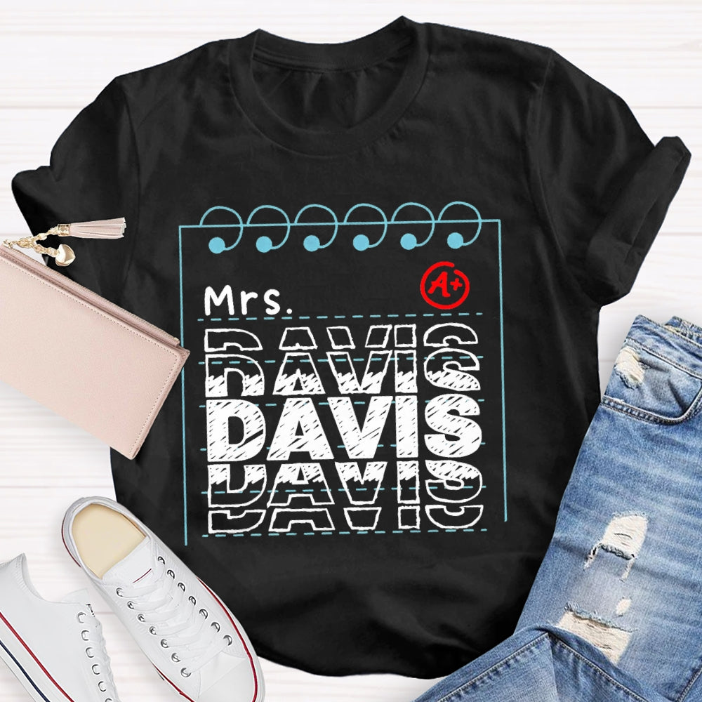 Personalized Name Notebook Pages T-shirt