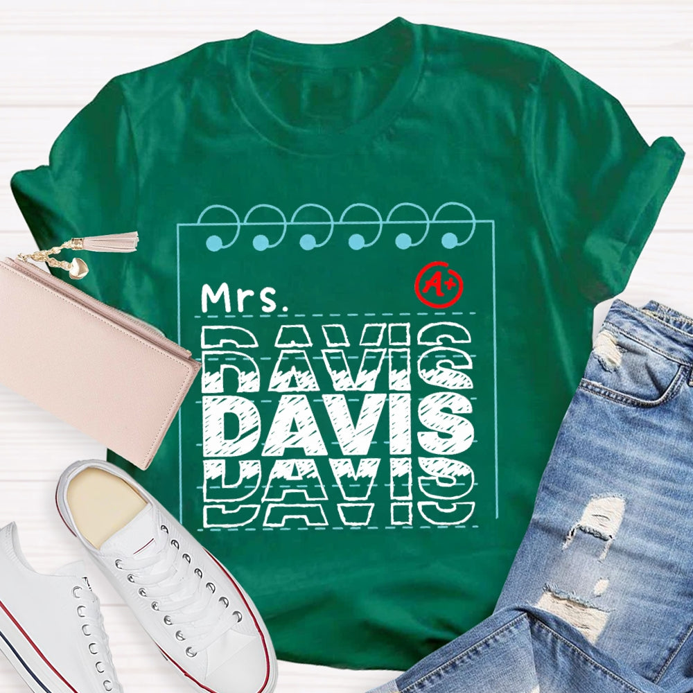Personalized Name Notebook Pages T-shirt