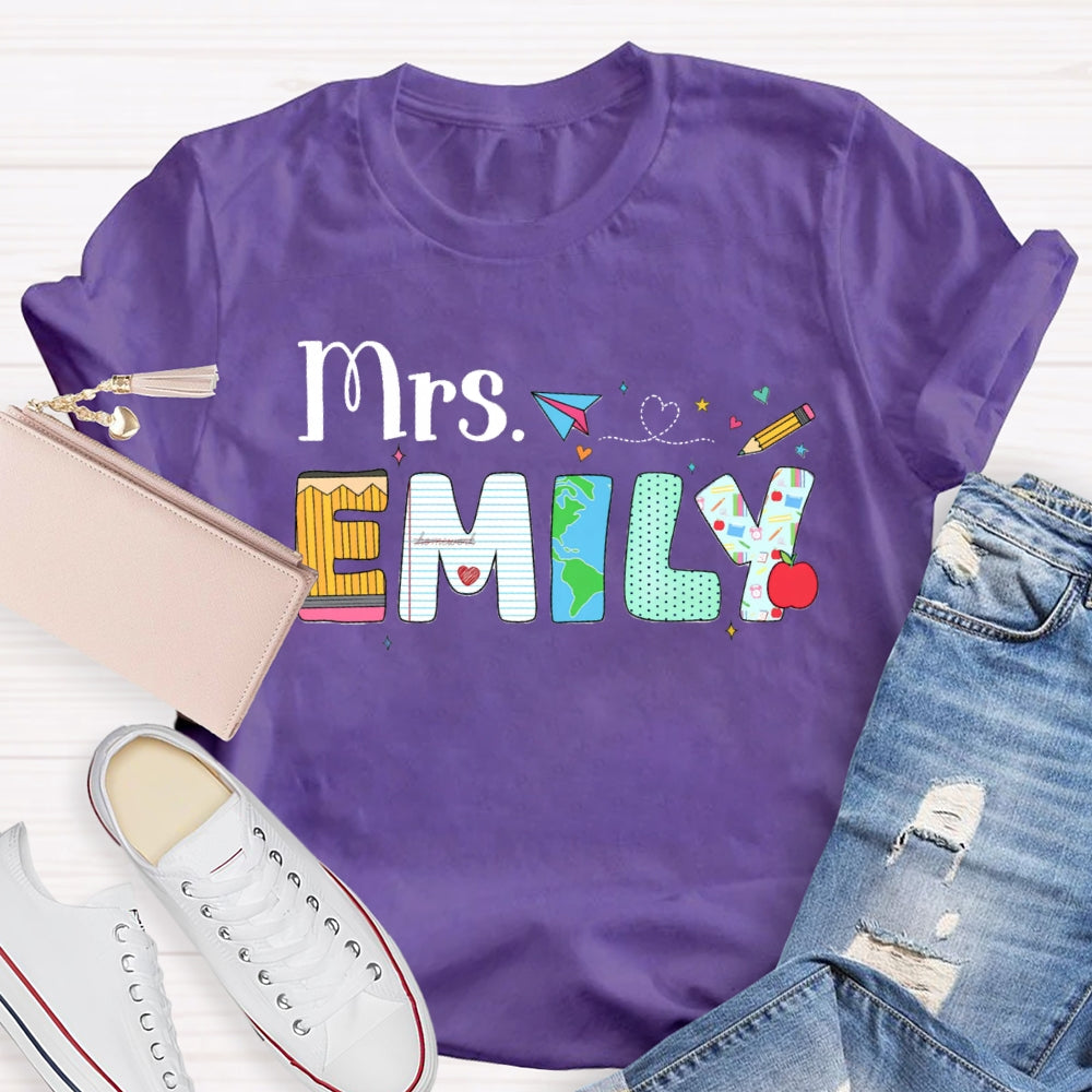 Personalized Name Back To School Emily T-shirt