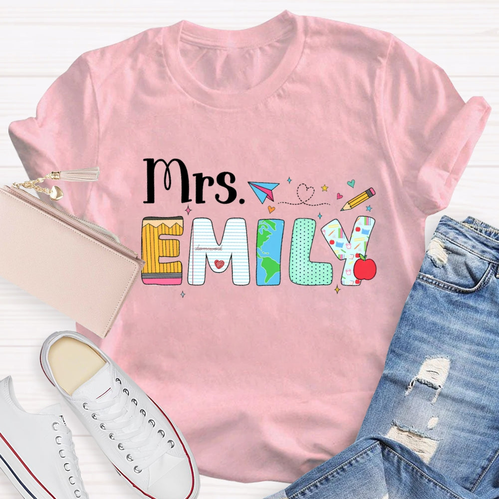 Personalized Name Back To School Emily T-shirt
