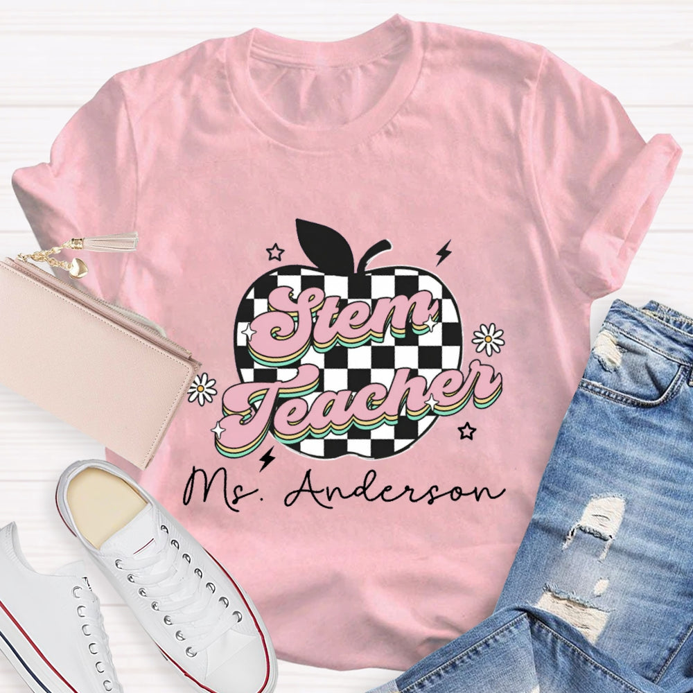 Personalized STEM Teacher Name Apple T-shirt