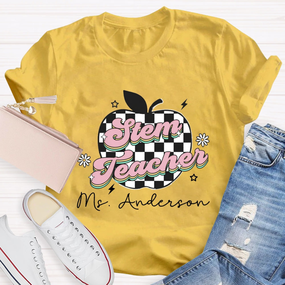 Personalized STEM Teacher Name Apple T-shirt