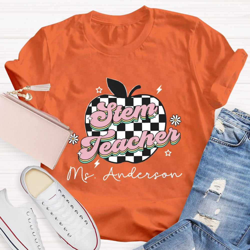 Personalized STEM Teacher Name Apple T-shirt