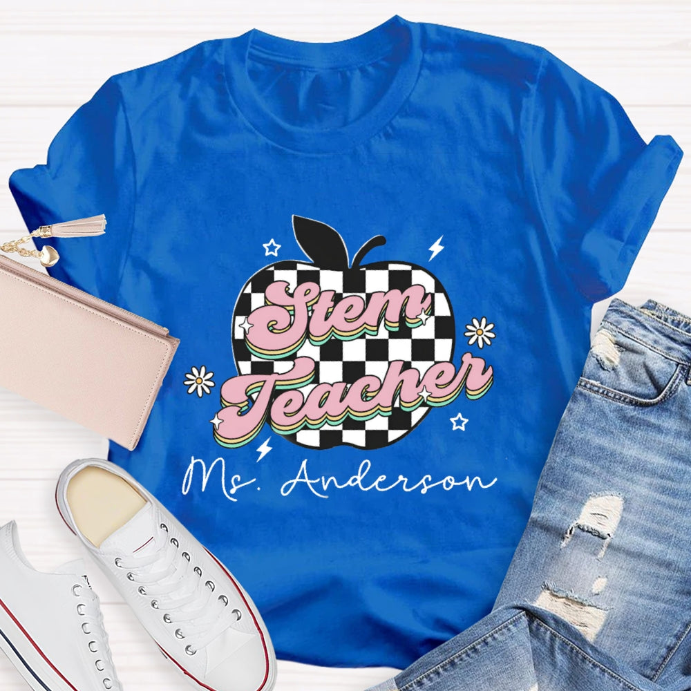 Personalized STEM Teacher Name Apple T-shirt
