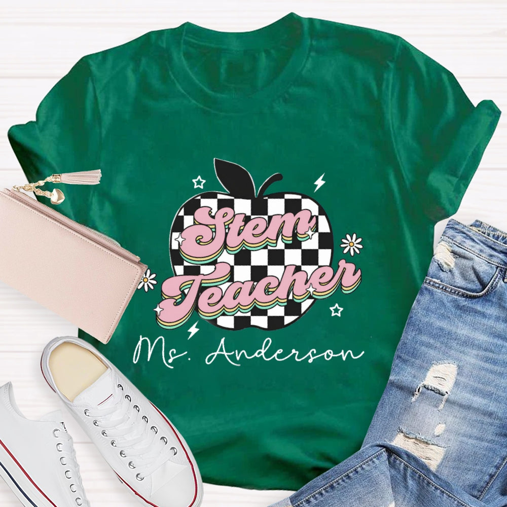 Personalized STEM Teacher Name Apple T-shirt