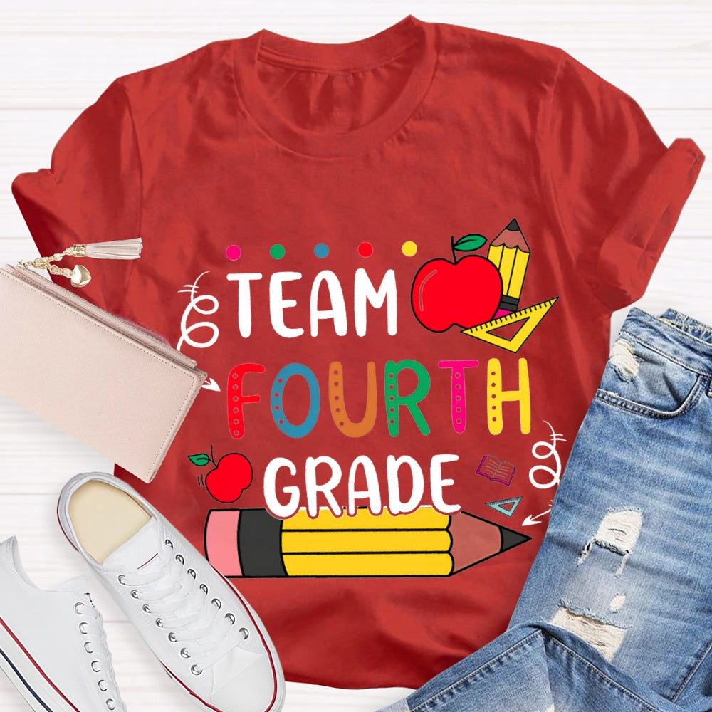 Personalized Grade Apple Pencil Ruler The Team T-shirt