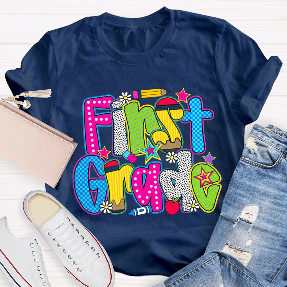 Personalized Grade Pentagram Back To School Teacher T-shirt