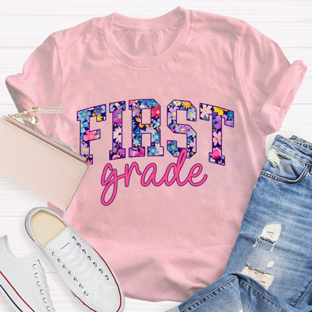 Personalized Grade Colorful Tie-Dye Print Teacher T-shirt