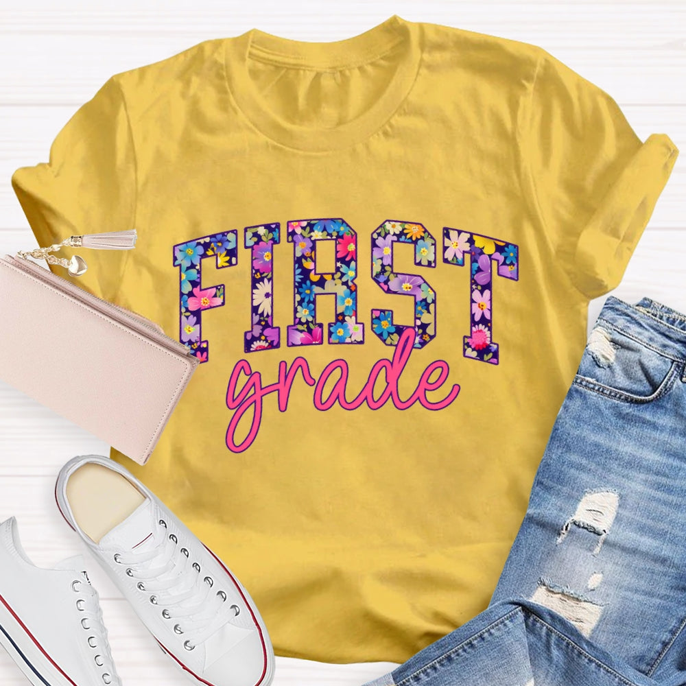 Personalized Grade Colorful Tie-Dye Print Teacher T-shirt
