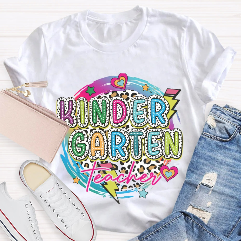 Personalized Grade Colorful Circle Teacher T-shirt