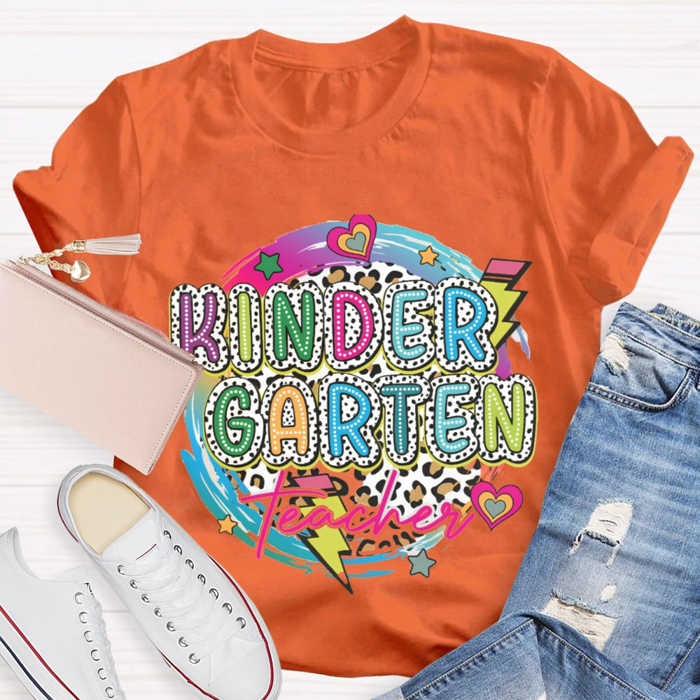Personalized Grade Colorful Circle Teacher T-shirt
