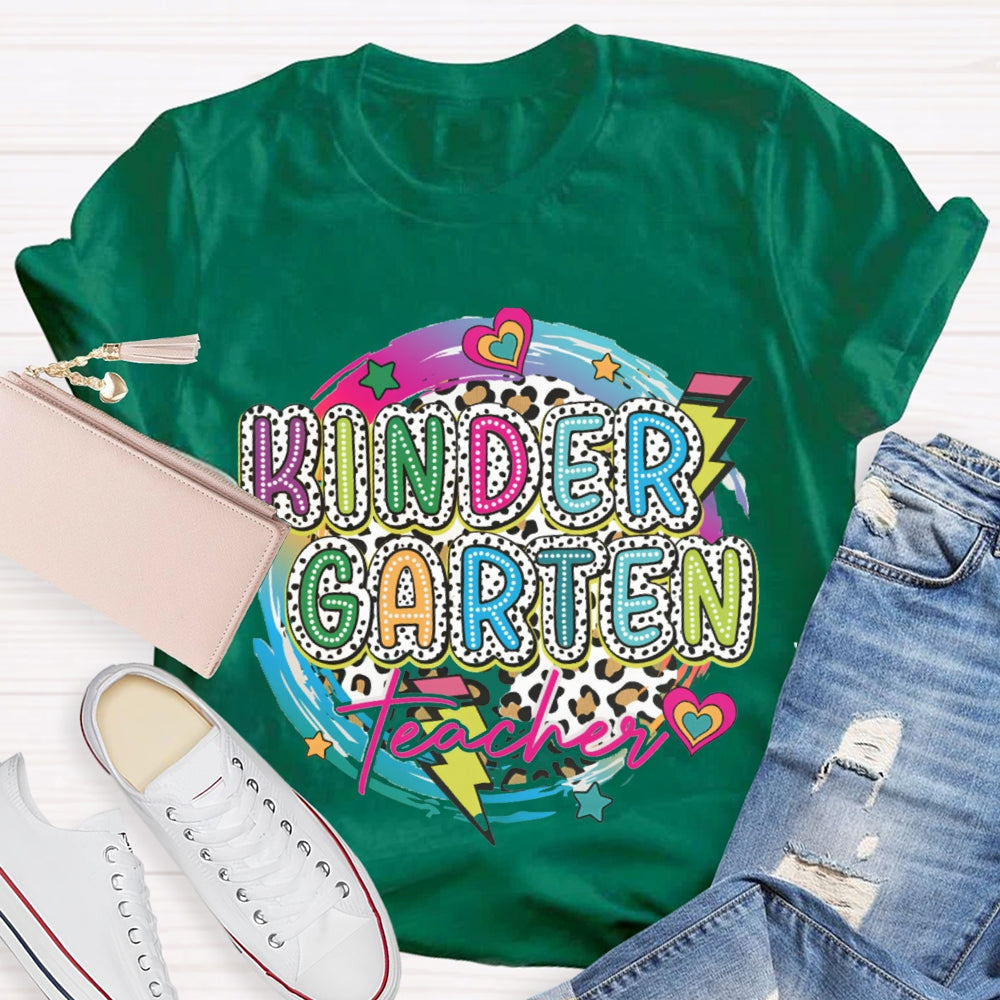 Personalized Grade Colorful Circle Teacher T-shirt