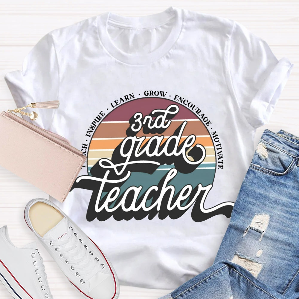 Personalized Grade 3rd Grade Teacher Learn Grow Encourage T-shirt