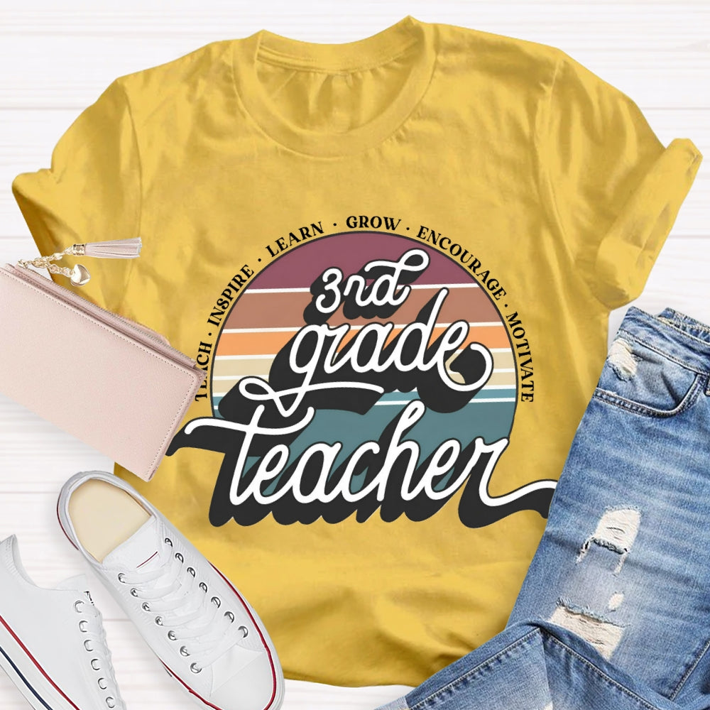 Personalized Grade 3rd Grade Teacher Learn Grow Encourage T-shirt