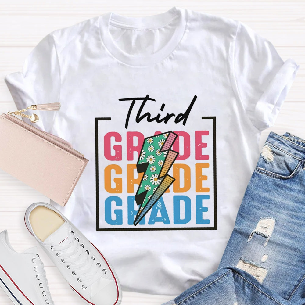 Personalized Grade Colorful Letter Square T-shirt