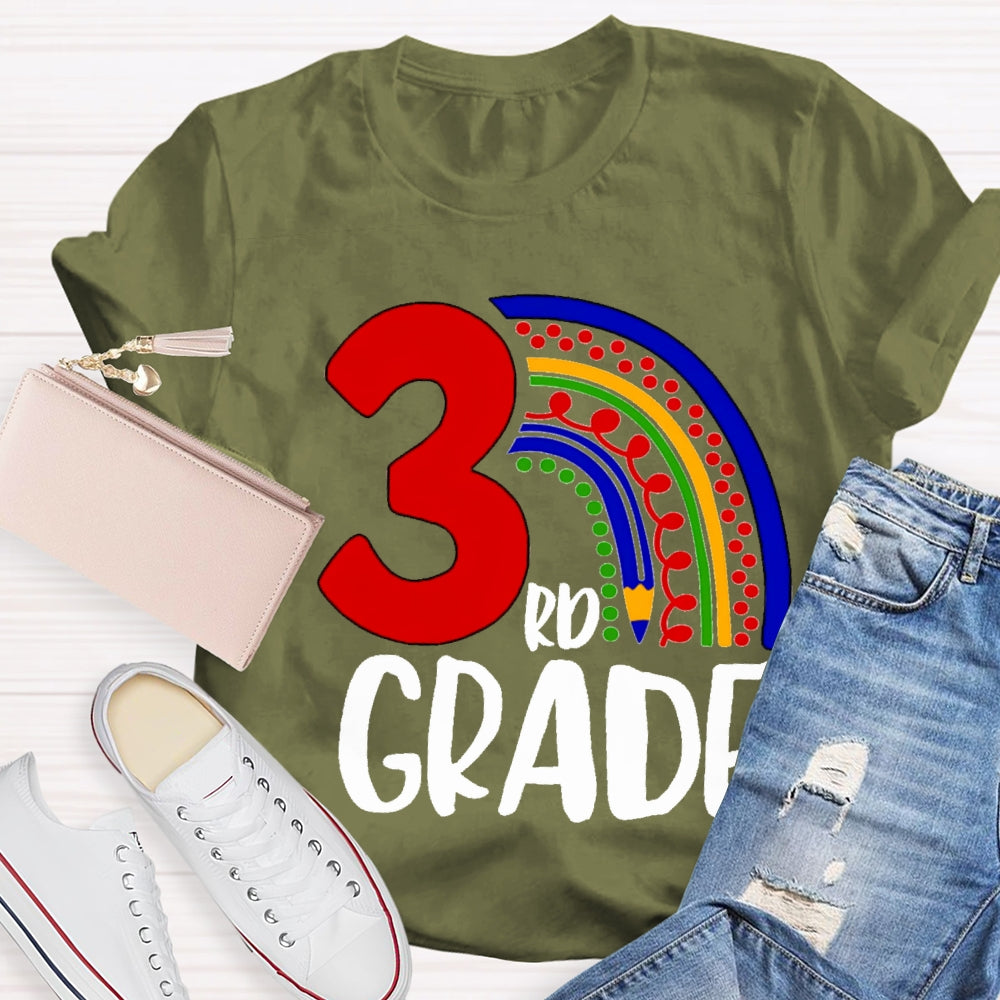 Personalized Grade Colorful Pencil Rainbow T-shirt