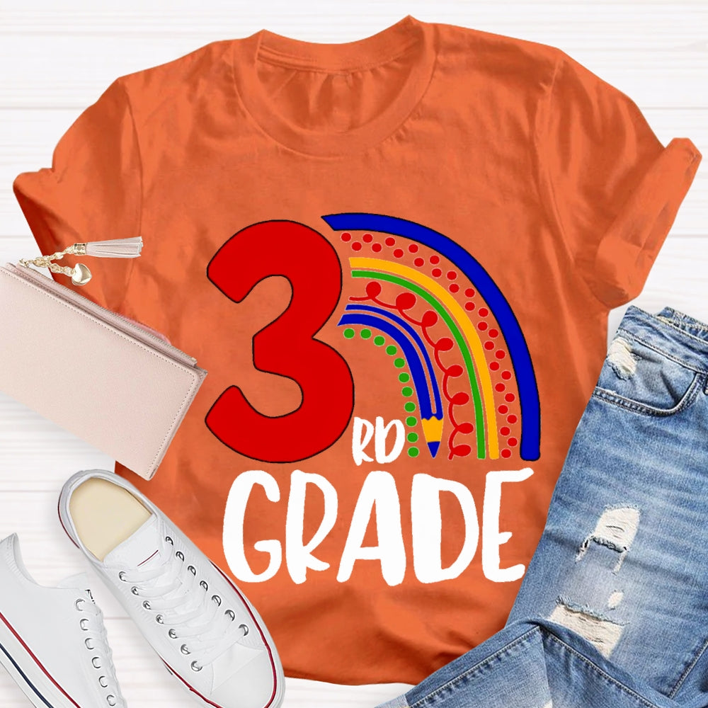 Personalized Grade Colorful Pencil Rainbow T-shirt