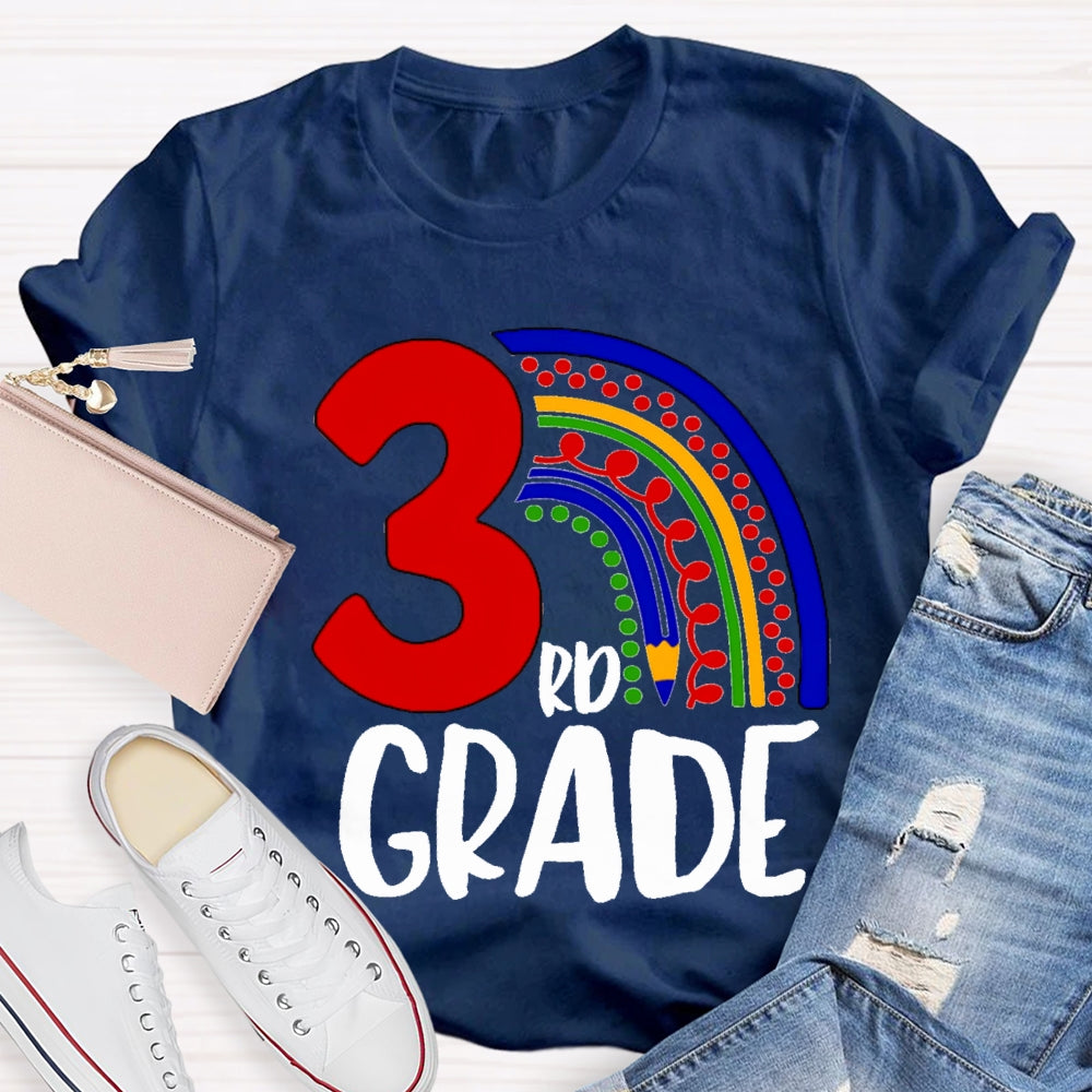 Personalized Grade Colorful Pencil Rainbow T-shirt