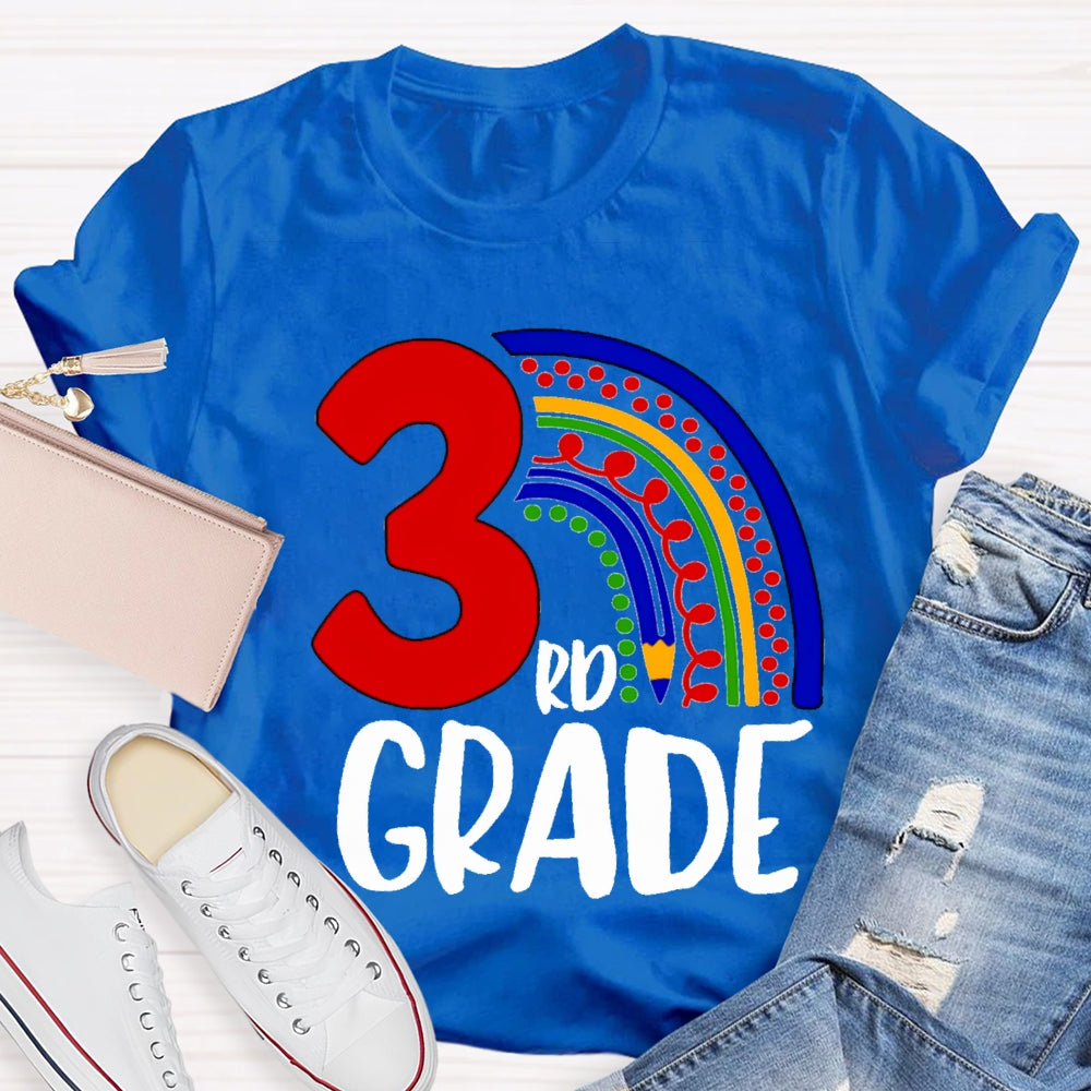 Personalized Grade Colorful Pencil Rainbow T-shirt